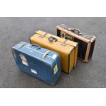 Three vintage travelling suitcases, H = 46cm W = 64cm D = 20cm