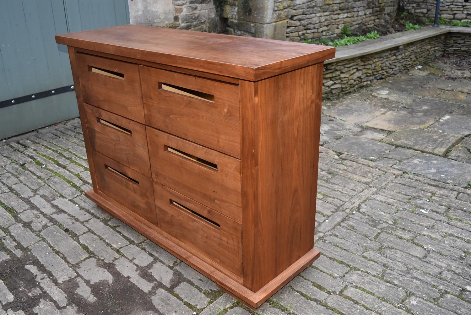 A 20th century teak chest of 6 drawers, H = 110cm x W = 148cm D = 50cm - Image 4 of 4