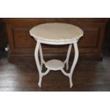 An Edwardian painted occasional table with shaped piecrust top on cabriole supports, H = 74cm