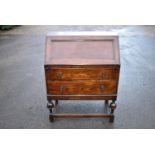 An Art Deco style oak bureau, H = 98cm W = 79cm D = 44cm