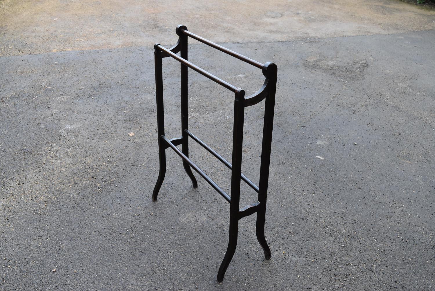 A late Victorian mahogany towel rail H = 93cm W = 69cm D = 28cm - Image 3 of 3