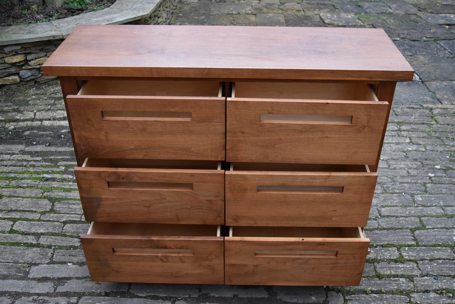 A 20th century teak chest of 6 drawers, H = 110cm x W = 148cm D = 50cm - Image 2 of 4