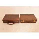 Two small vintage leather suitcases, H = 23cm W = 36cm D = 10cm