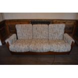 A retro vintage teak Ercol style 3 seat sofa, H = 70cm W = 179cm d = 85cm