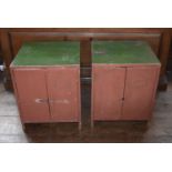A pair of industrial metal bedside cabinets, H = 58cm W = 47cm D = 47cm