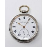 A H. Samuell 'Acme Lever' silver open faced pocket watch, enamel dial with Roman numerals, signed to