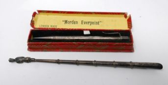 A boxed Samson and Mordan 'Everpoint' sterling silver propelling pencil 11.5cm, with a Chinese white