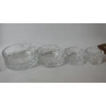 Four, weighty hand-cut crystal ashtrays in various sizes by Cristallerie de Montbrom, Paris, Dias: