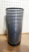 A Murano, Italian, black and clear ribbed glass vase of cylindrical form, H: 30cm.