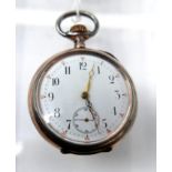 A JWC silver open face pocket watch, c.1930, the enamel dial with Arabic numerals, seconds