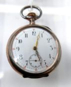 A JWC silver open face pocket watch, c.1930, the enamel dial with Arabic numerals, seconds