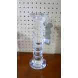 A Val Saint Lambert, French clear crystal candle stick, H: 27cm, engraved to base RRP £95