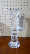 A Val Saint Lambert, French clear crystal candle stick, H: 27cm, engraved to base RRP £95