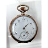 A Tavannes Watch Co. silver open face pocket watch, white enamel dial with Arabic numerals,