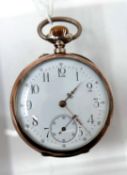 A Tavannes Watch Co. silver open face pocket watch, white enamel dial with Arabic numerals,