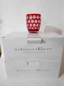 Two boxes of 12 Marioluca Giusti, Italian, 'Synthetic Crystal' red textured plastic beakers. H: