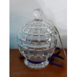 A William Yeoward smaller spherical cut crystal pot and cover, H: 18cm, RRP: £260
