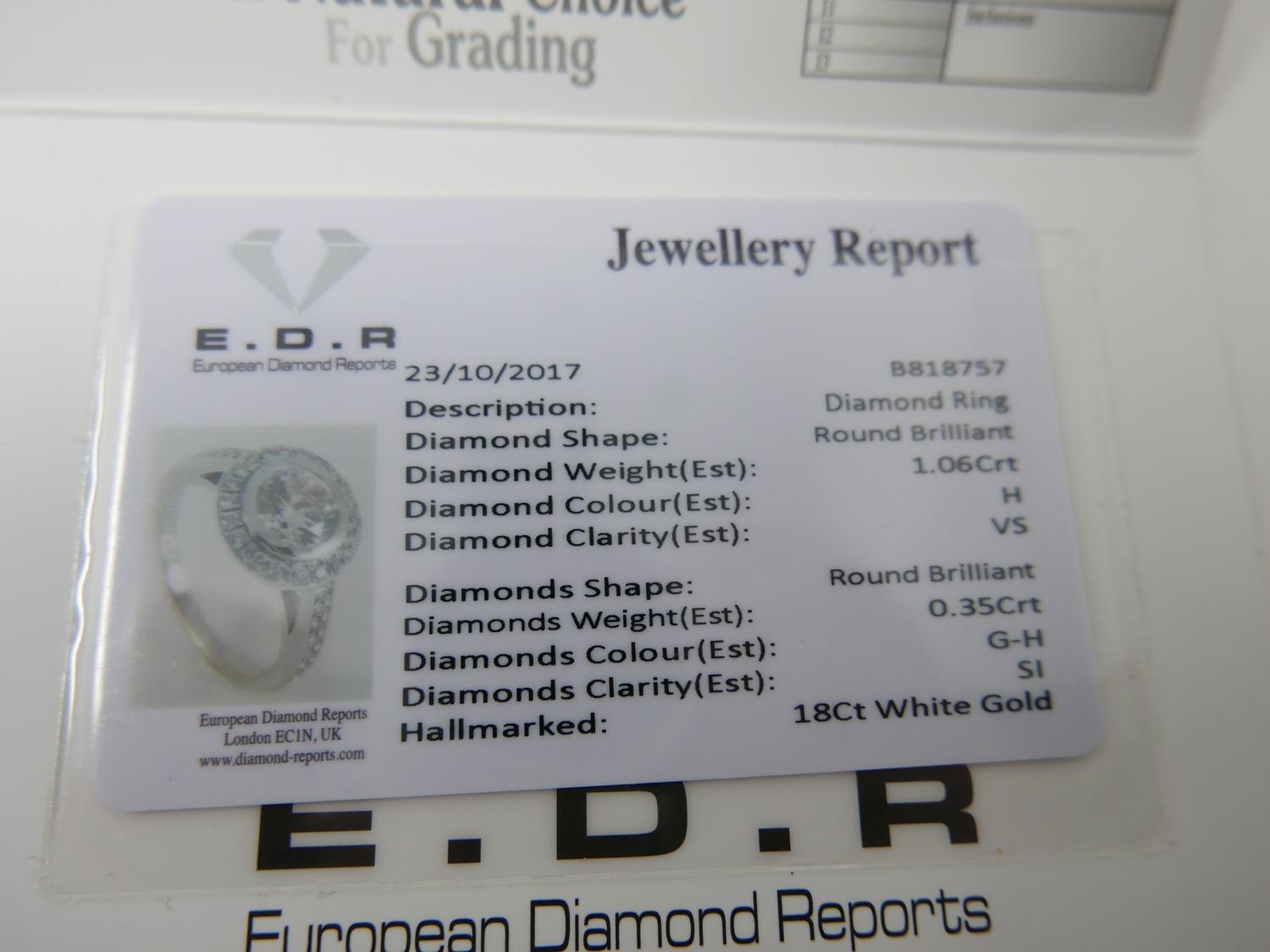 An 18ct white gold, diamond solitaire ring (1.41 carats total) with EDR certificate diamond - Image 5 of 9