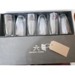 6 boxed Mario Cioni, Italian, textured large drinking glasses/tumblers, H: 15.5cm. Engraved to base.