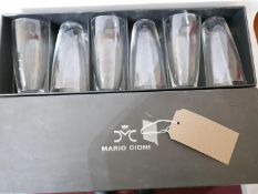 6 boxed Mario Cioni, Italian, textured large drinking glasses/tumblers, H: 15.5cm. Engraved to base.