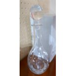 A boxed, Mario Cioni, Italian, clear-glass decanter and stopper, H:32 cm. Engraved to base.