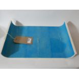 An Italian, shagreen (turquoise) and white bone-edged designer tray/dish. H: 6, L: 40cm, RRP: £270.