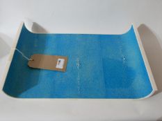 An Italian, shagreen (turquoise) and white bone-edged designer tray/dish. H: 6, L: 40cm, RRP: £270.