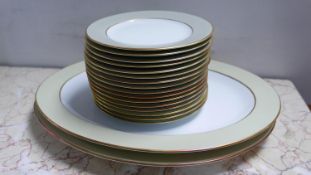 16 Legle Limoges, small porcelain plates in pearl grey and 18ct gold with 2 matching boxed, large