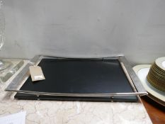 A Zanetto, chrome and black lacquered tray, H: 5cm, Dia: 56cm
