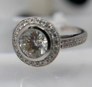 An 18ct white gold, diamond solitaire ring (1.41 carats total) with EDR certificate diamond