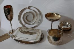 A collection of Zanetto silver-plated ware to include a candle holder H: 8cm, two strainers,