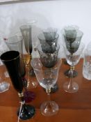 Nason Moreti & Co, Murano, Italian set of 12, individual hand-blown, Venetian glasses, Tallest: