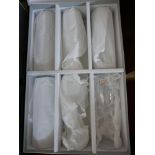 A boxed set of 6, Mario Cioni, Italian, large, clear wine glasses with frosted glass stems and