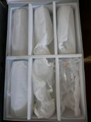 A boxed set of 6, Mario Cioni, Italian, large, clear wine glasses with frosted glass stems and