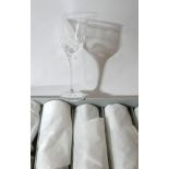 6 boxed Mario Cioni, Italian, large cut-glass wine glasses with cut-faceted detailing, H: 20cm,