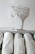 6 boxed Mario Cioni, Italian, large cut-glass wine glasses with cut-faceted detailing, H: 20cm,