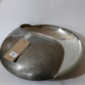 A very large, Zanetto, round 'white bronze' finish bowl, H: 12cm, dia: 45cm.