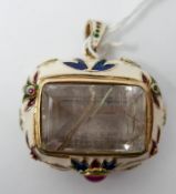 A large gold plated on sterling silver pendant, centrally set with a large, faceted rock crystal