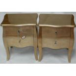 A pair of gilt bedside chests of two drawers, H.61 W.48 D.37cm (2)