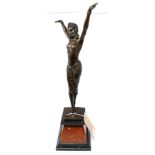 After Demetre Chiparus, an Art Deco style bronze statue of an Egyptian dancer, bearing signature, on