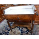 A 19th century French mahogany marble top wash stand with single drawer, H.79 W.78 D.37cm