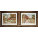 W. E. Evans, a pair of watercolours depicting figures in garden scenes, signed, 31 x 45cm