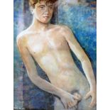 H. Wets, Portrait of a naked young man, watercolour and gouache, signed, 30 x 22cm