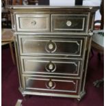 A contemporary gilt painted two short over three long drawers, raised on tapered feet, H.117 W.88