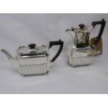 A Victorian silver four piece tea set, with gilt interior and makers mark for William Hunter, 68oz