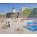 Andrew Macara NEAC RBA (British, b.1944), 'Whitby', beach scene, oil on canvas, signed lower