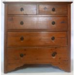 An early 20th century pine chest of drawers, H.95 W.95 D.43cm