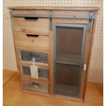 A contemporary Industrial style side cabinet, with five drawers and one cupboard door, H.69 W.54 D.