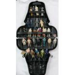 A mixed collection of Star Wars figurines, in a Star Wars Empire Strikes Back accessory storage