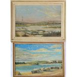 Two 20th century oils on canvas, signed V. Montagu, dated 1955 and 1957